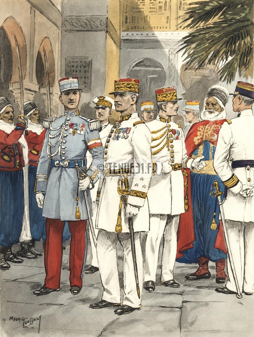 Bucquoy Tenues blanches grande tenue officier uniforme sortie parade modèle 31 1931 képi armée ceinturon bottines lieutenant capitaine commandant chef bataillon colonel général tenues blanches